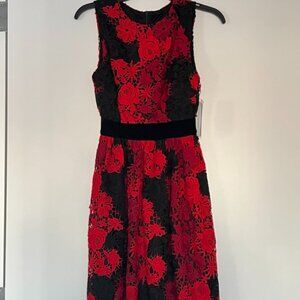 Sleeveless black and red cocktail dress